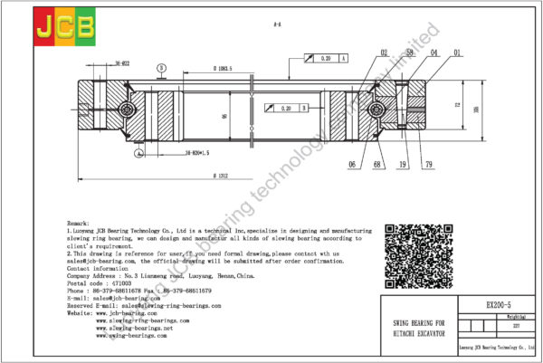 swing bearing for excavator EX200-5 - Image 2
