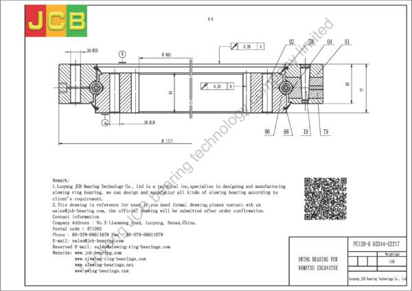 swing bearing for excavator PC130-6（50344-52217） - Image 2