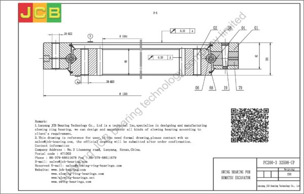 swing bearing for excavator PC200-3（32598-UP） - Image 2