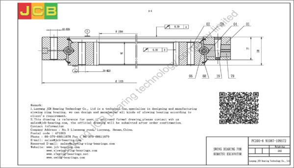 swing bearing for excavator PC200-6（91087-109572） - Image 2