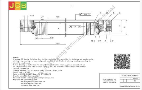 swing bearing for excavator PC200LC-6-A（91087-UP） - Image 2