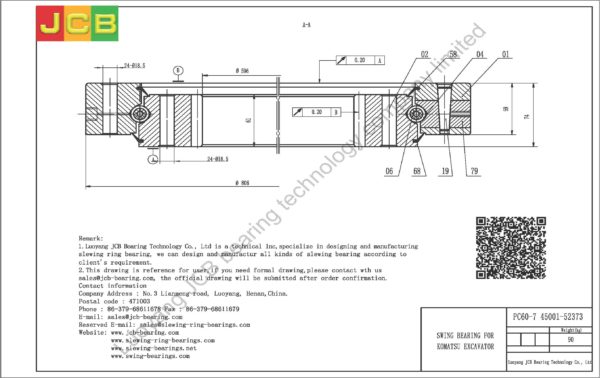 swing bearing for excavator PC60-7（45001-52373） - Image 2
