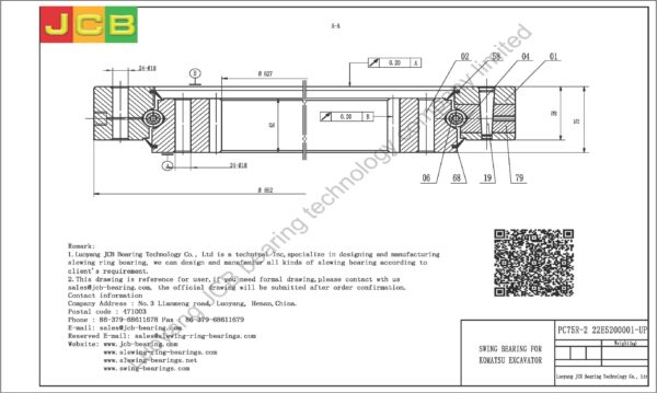 swing bearing for excavator PC75R-2 （22E5200001-UP） - Image 2