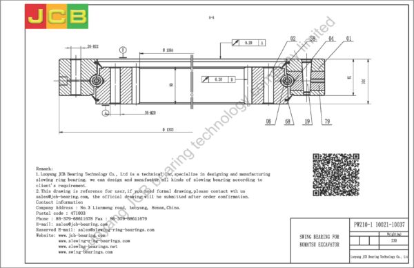 swing bearing for excavator PW210-1（10021-10037） - Image 2