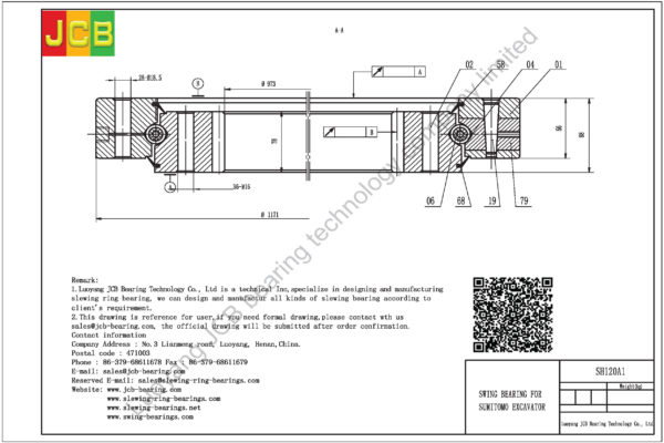 swing bearing for excavator SH120A1 - Image 2