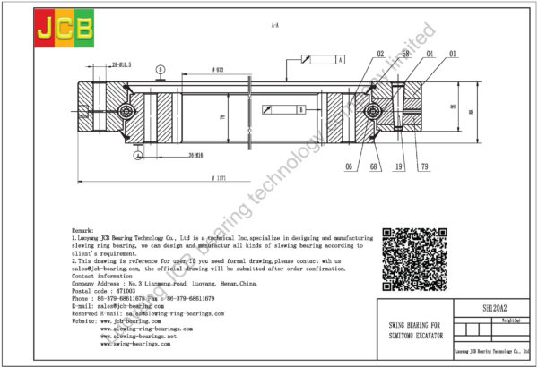 swing bearing for excavator SH120A2 - Image 2