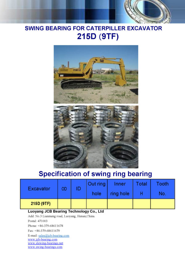swing bearing for excavator 215D（9TF）