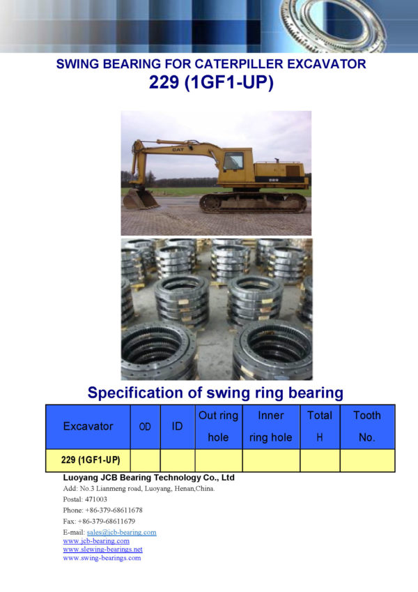 swing bearing for excavator 229 (1GF1-UP)