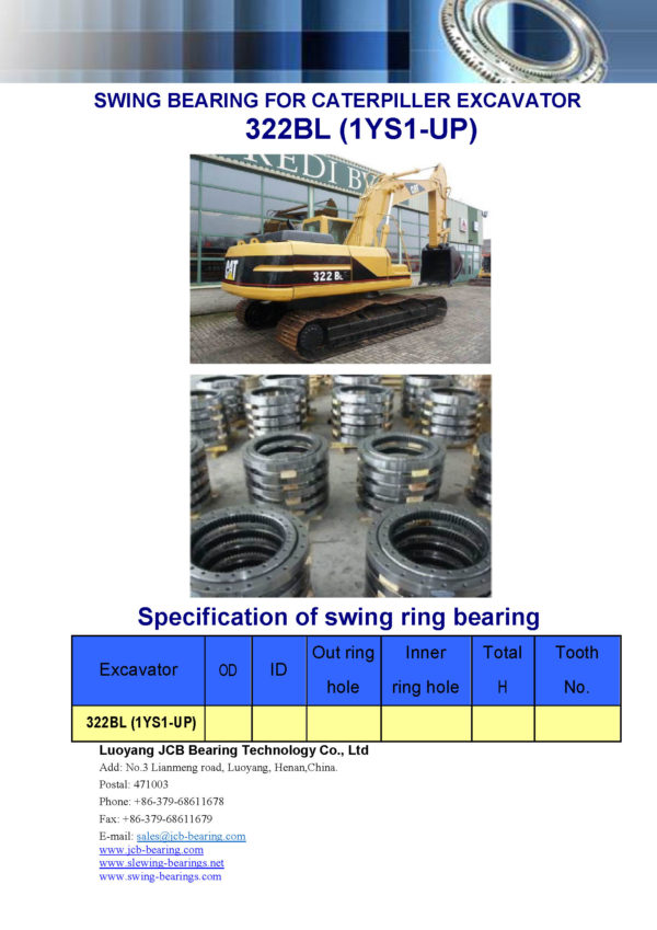 swing bearing for excavator 322BL（1YS1-UP）