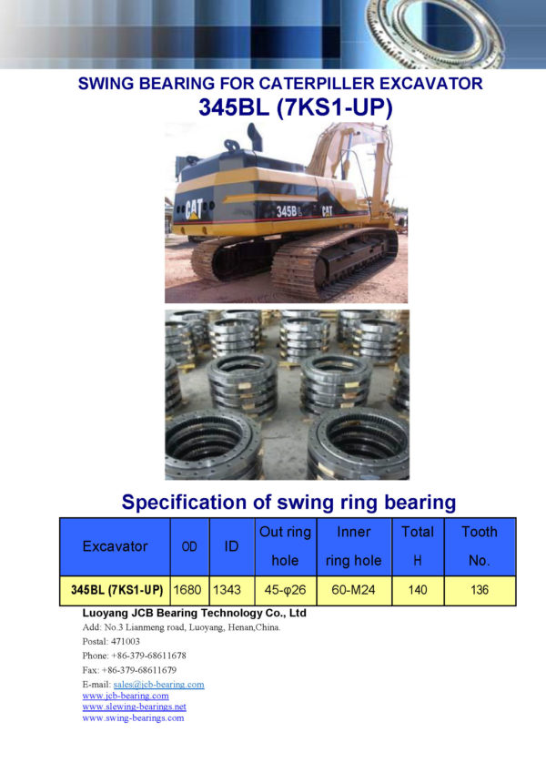 swing bearing for excavator 345BL（7KS1-UP）