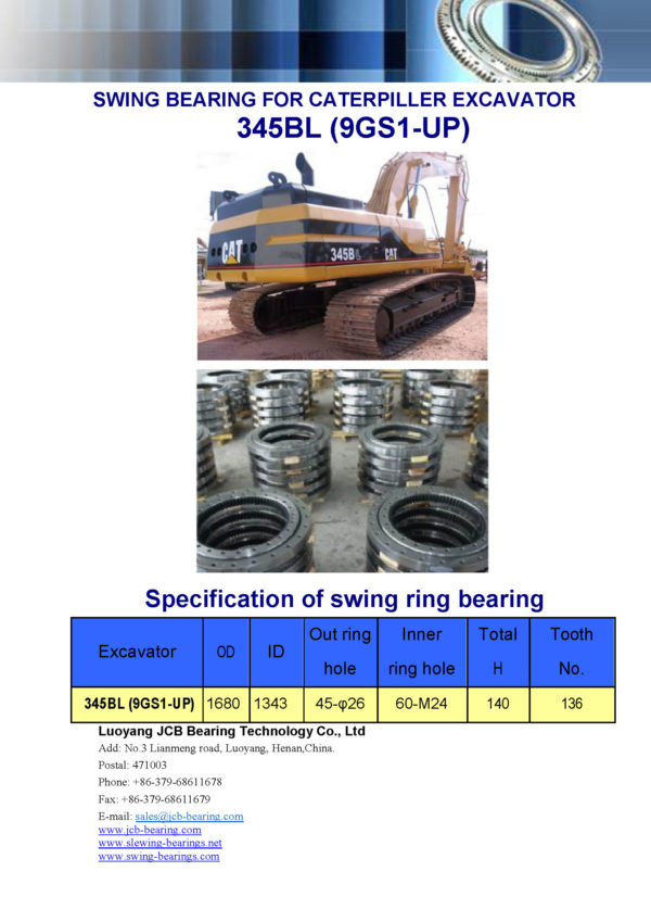 swing bearing for excavator 345BL（9GS1-UP）