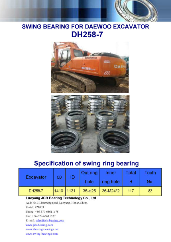 swing bearing for excavator DH258-7