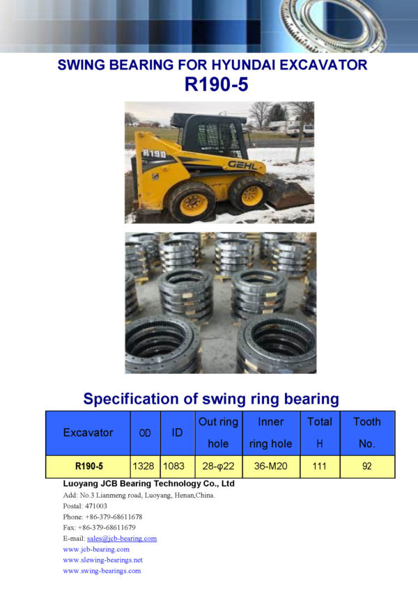 swing bearing for excavator R190-5