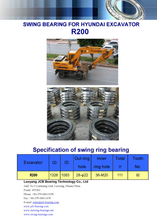 swing bearing for excavator R200