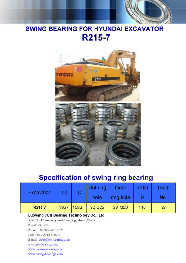 swing bearing for excavator R215-7
