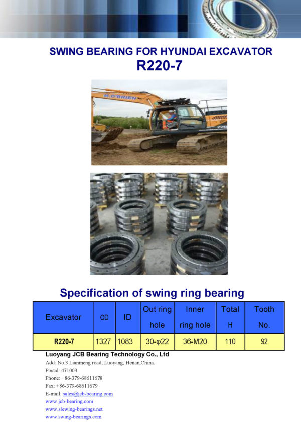 swing bearing for excavator R220-7