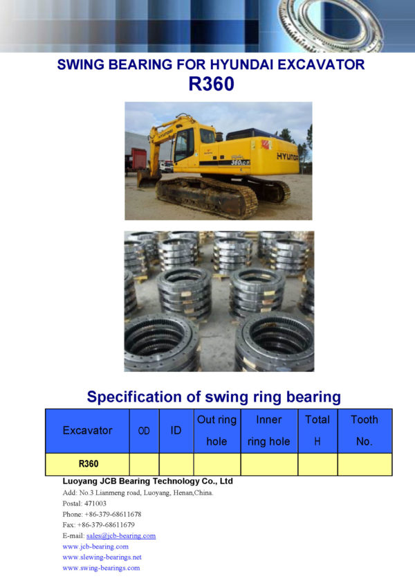 swing bearing for excavator R360