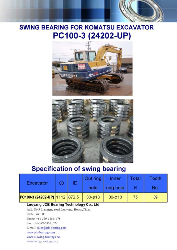 swing bearing for excavator PC100-3（24202-UP）