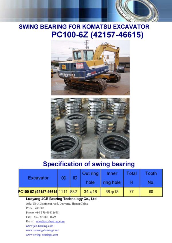 swing bearing for excavator PC100-6Z（42157-46615）