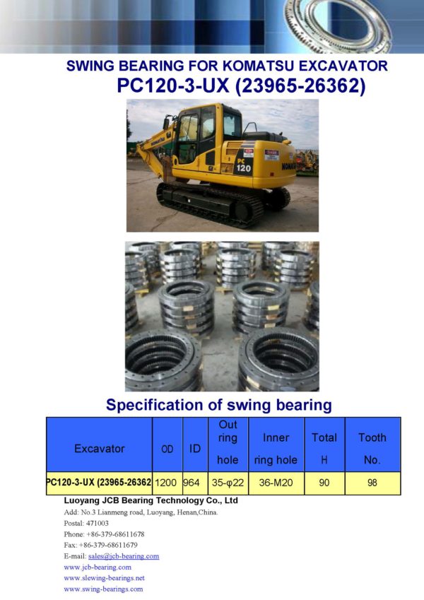 swing bearing for excavator PC120-3-UX（23965-26362）