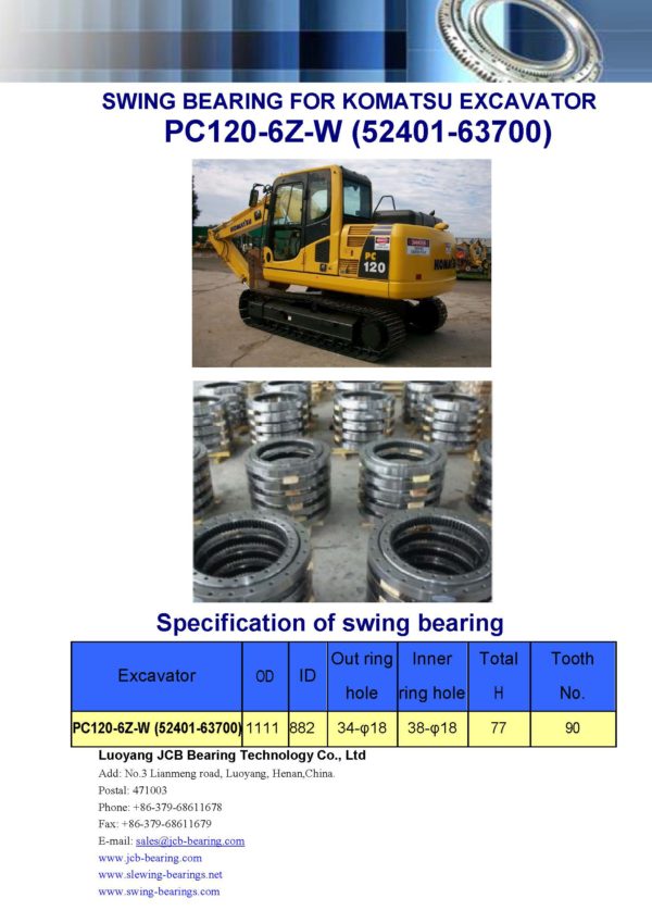 swing bearing for excavator PC120-6Z-W（52401-63700）