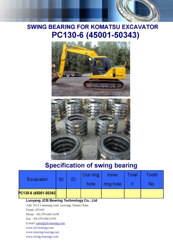 swing bearing for excavator PC130-6（45001-50343）