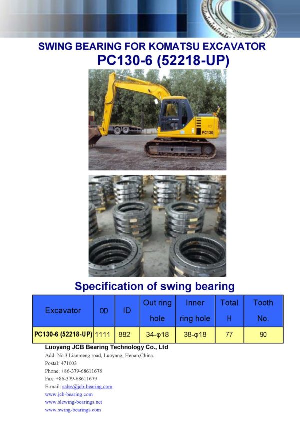 swing bearing for excavator PC130-6（52218-UP）