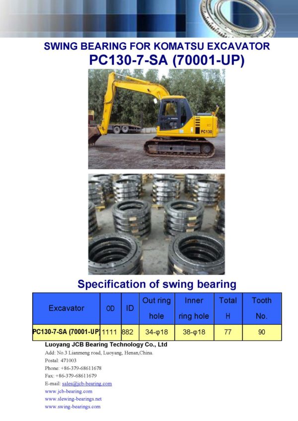 swing bearing for excavator PC130-7-SA（70001-UP）