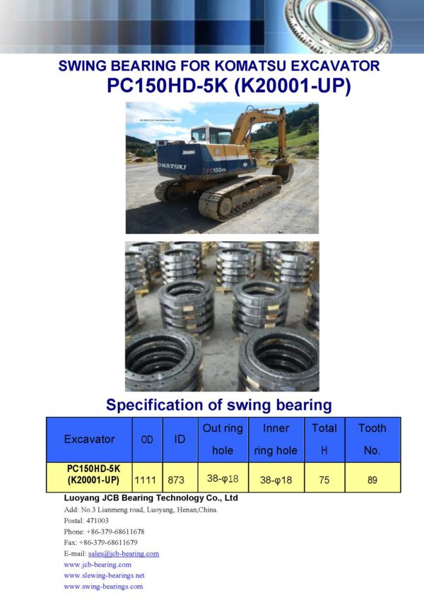 swing bearing for excavator PC150HD-5K（K20001-UP）