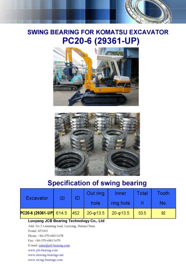 swing bearing for excavator PC20-6 （29361-UP）