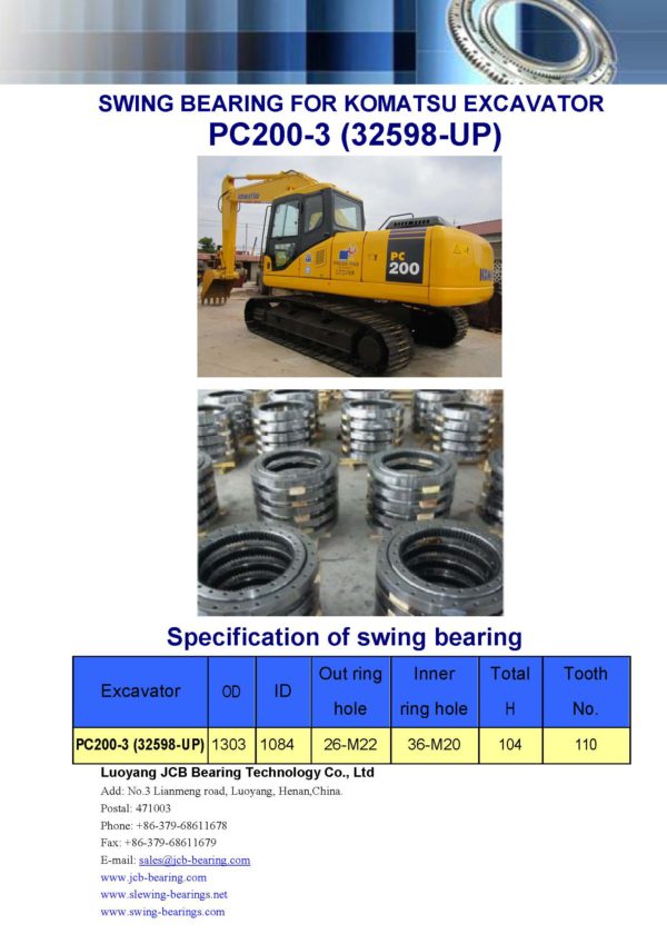 swing bearing for excavator PC200-3（32598-UP）