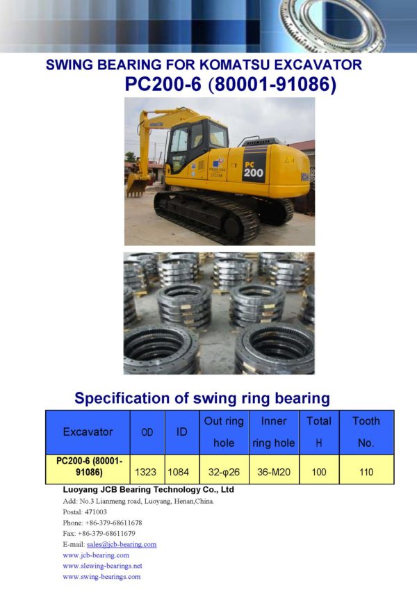 swing bearing for excavator PC200-6（80001-91086）