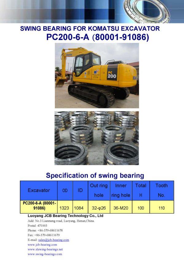 swing bearing for excavator PC200-6-A（80001-91086）