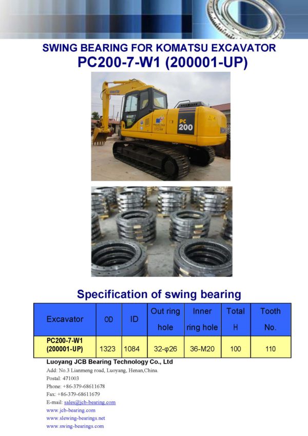 swing bearing for excavator PC200-7-W1（200001-UP）