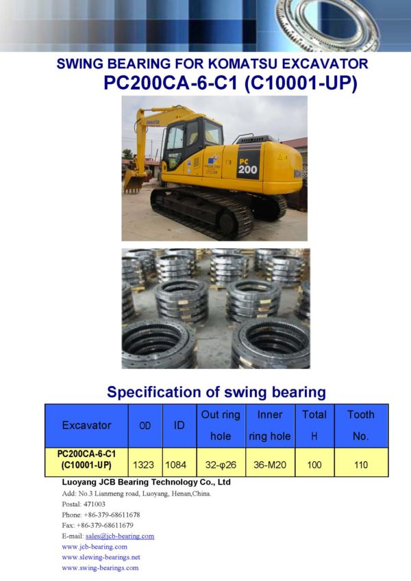 swing bearing for excavator PC200CA-6-C1（C10001-UP）