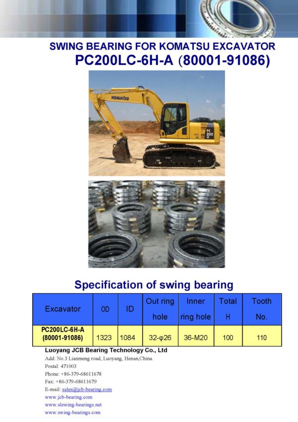 swing bearing for excavator PC200LC-6H-A（80001-91086）