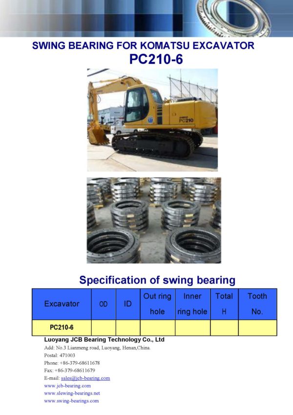 swing bearing for excavator PC210-6