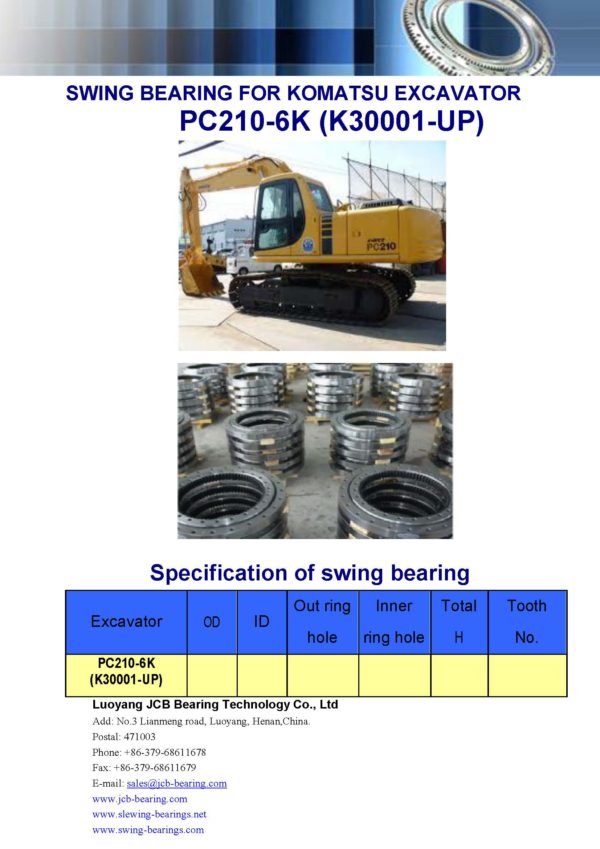 swing bearing for excavator PC210-6K（K30001-UP）