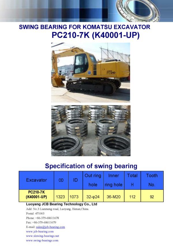 swing bearing for excavator PC210-7K（K40001-UP）