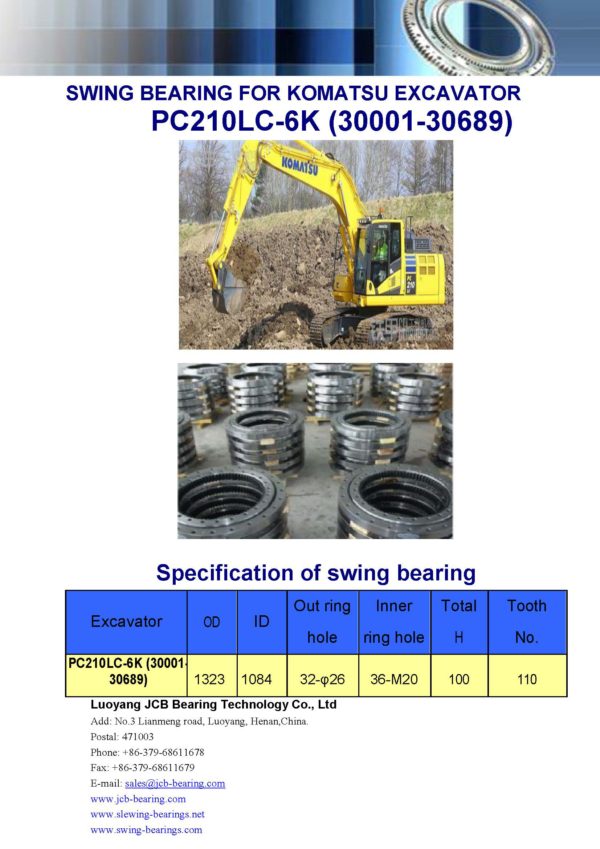 swing bearing for excavator PC210LC-6K（30001-30689）