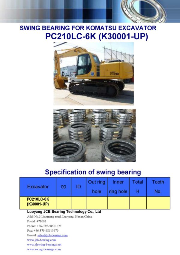 swing bearing for excavator PC210LC-6K（K30001-UP）