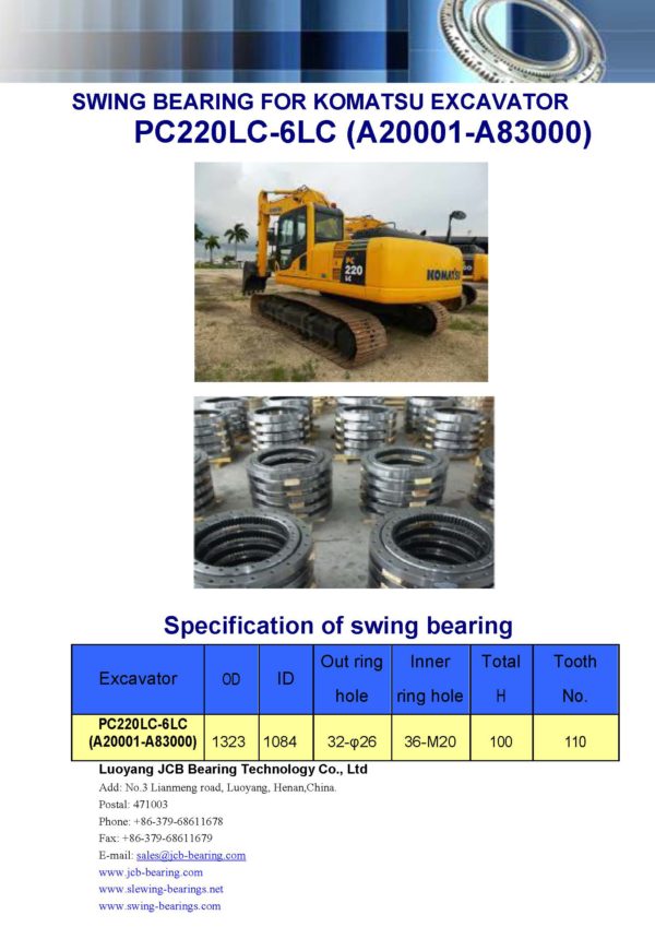 swing bearing for excavator PC220LC-6LC（A20001-A83000）