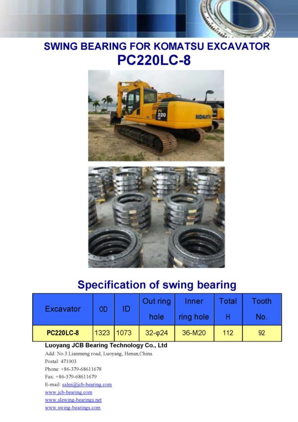 swing bearing for excavator PC220LC-8