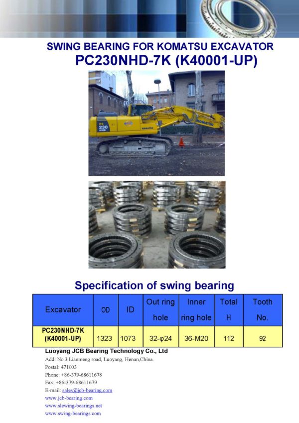 swing bearing for excavator PC230NHD-7K（K40001-UP）