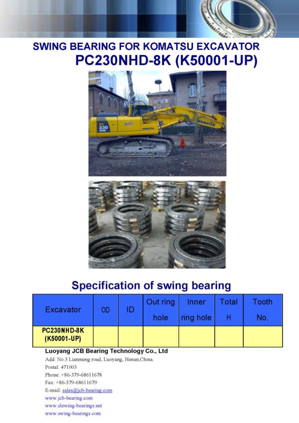 swing bearing for excavator PC230NHD-8K（K50001-UP）
