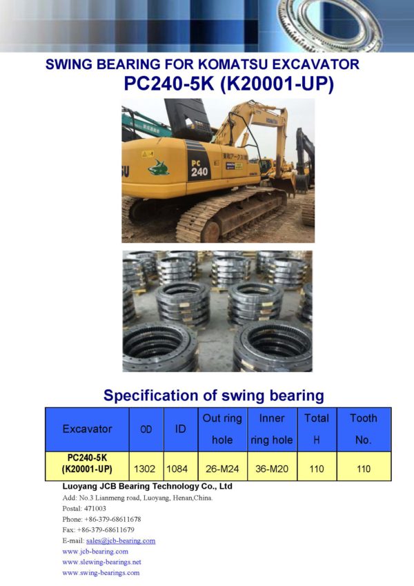 swing bearing for excavator PC240-5K（K20001-UP）
