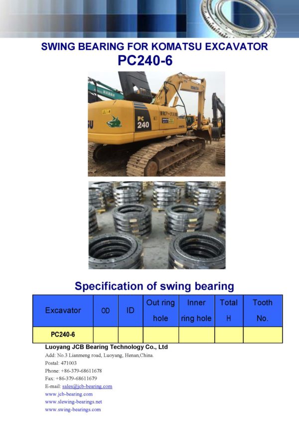 swing bearing for excavator PC240-6