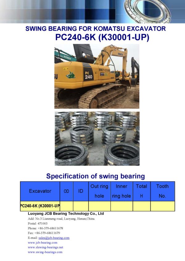 swing bearing for excavator PC240-6K（K30001-UP）