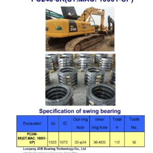 swing bearing for excavator PC240-8K（ST.MAC. 10001-UP）