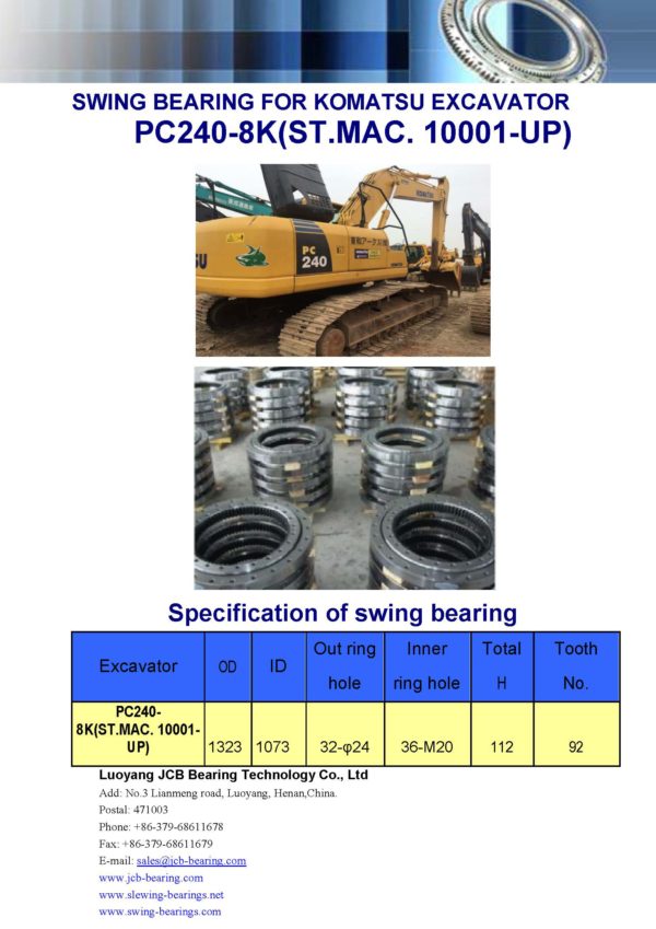 swing bearing for excavator PC240-8K（ST.MAC. 10001-UP）